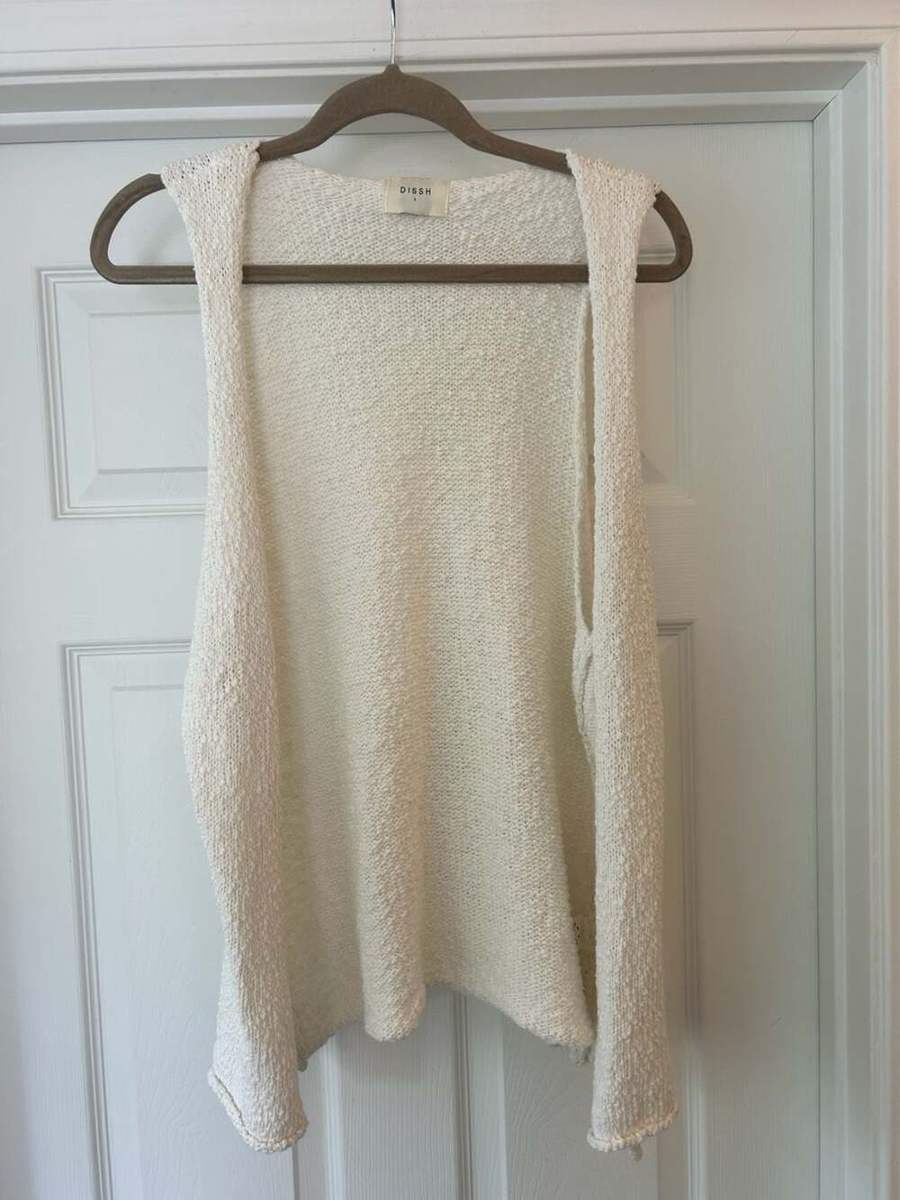 DISSH Sleeveless Cream Knit Longline Vest Top
